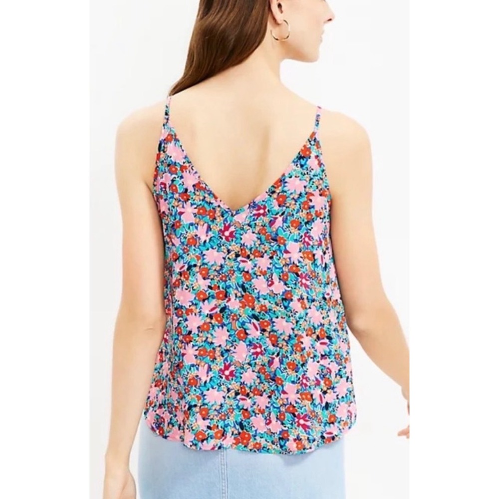 LOFT Floral Double Layer Loose Tank Blouse Medium